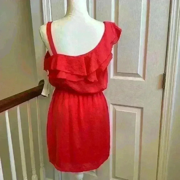 City Triangle Coral Ruffled One Shoulder Mini Dress Women’s Size Medium NWT - Picture 4 of 13